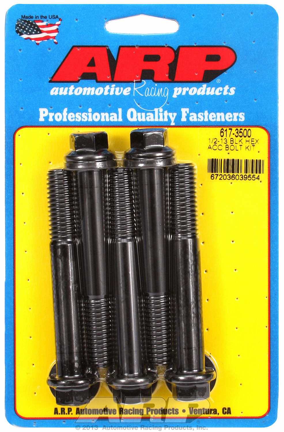 1/2-13 x 3.500 hex black oxide bolts