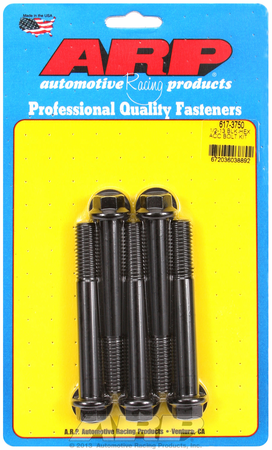 1/2-13 x 3.750 hex black oxide bolts