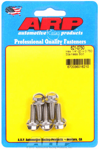 1/4-20 x 0.750 hex SS bolts