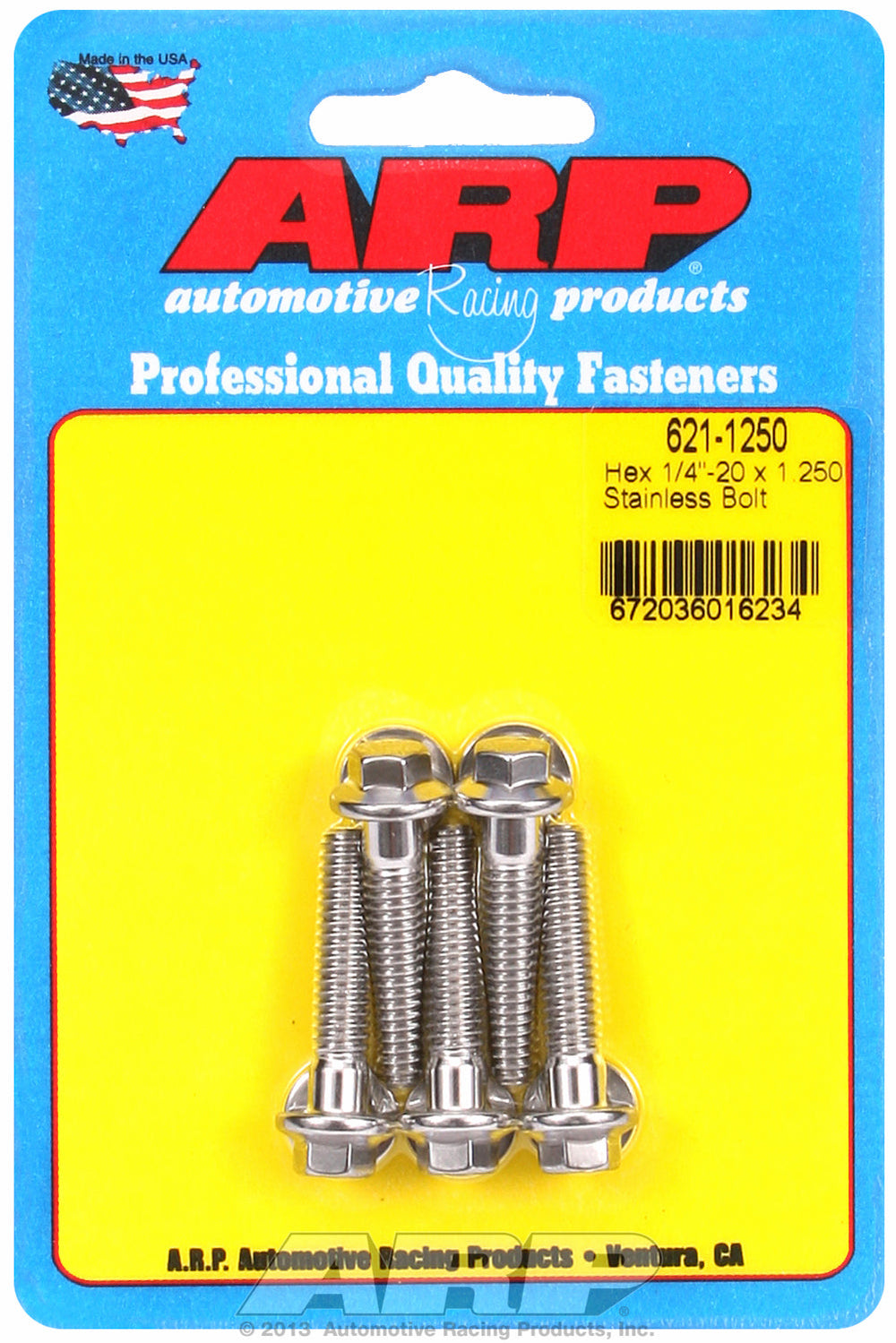 1/4-20 x 1.250 hex SS bolts