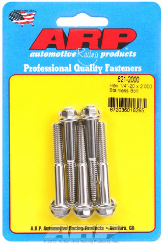 1/4-20 x 2.000 hex SS bolts
