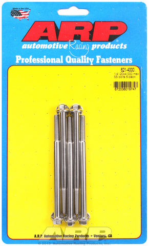 1/4-20 x 4.000 hex SS bolts