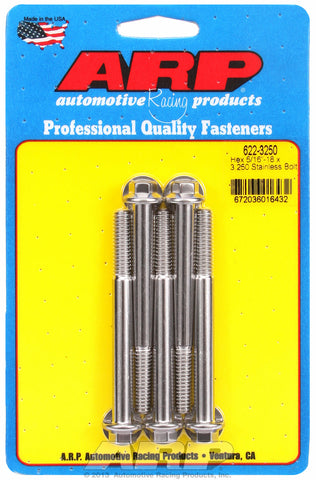 5/16-18 x 3.250 hex SS bolts