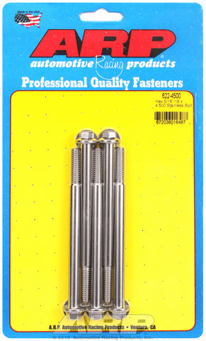 5/16-18 x 4.500 hex SS bolts