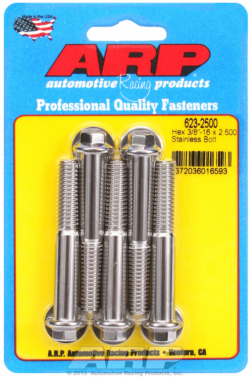 3/8-16 x 2.500 hex SS bolts
