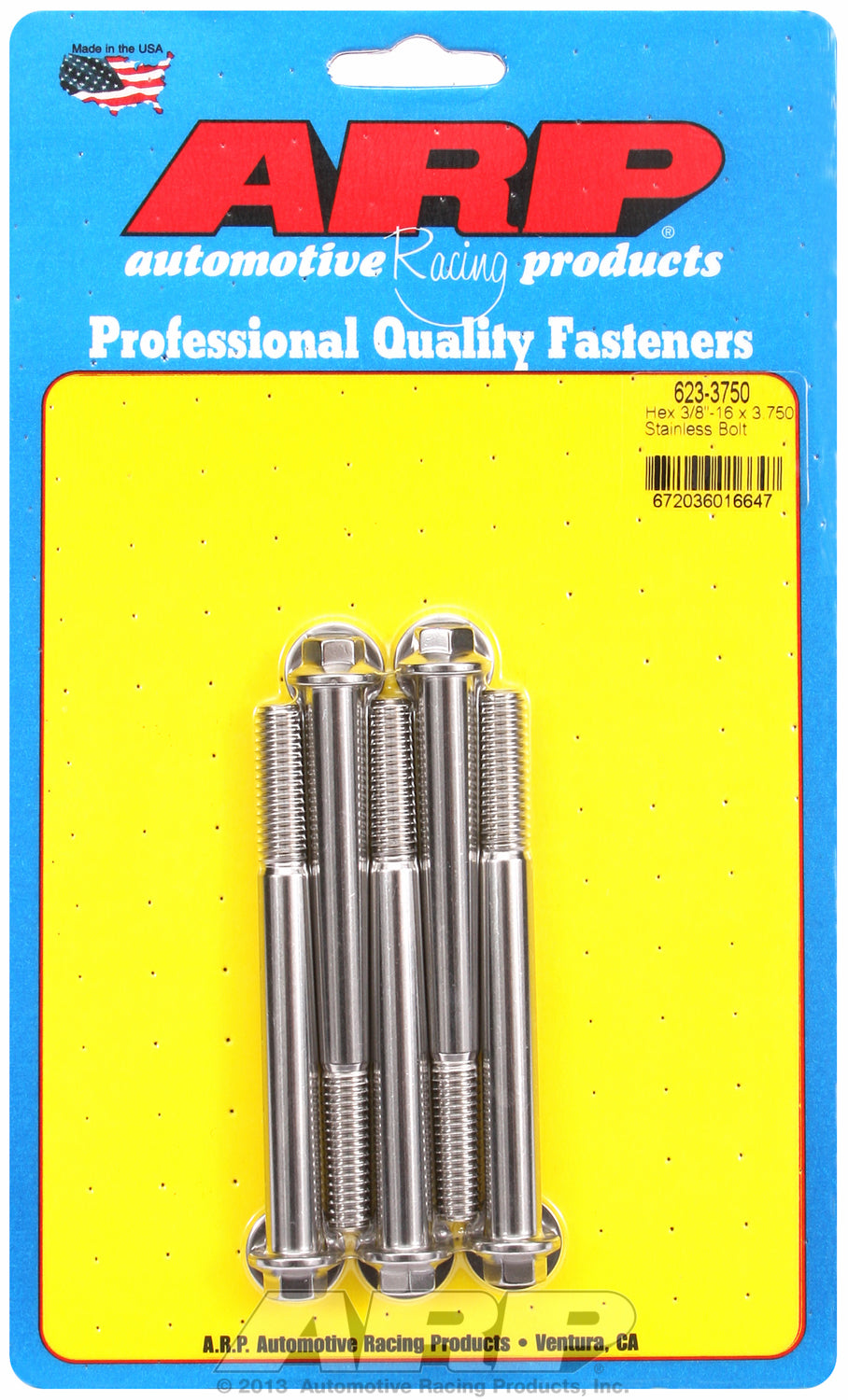 3/8-16 x 3.750 hex SS bolts