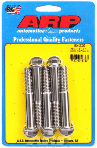 7/16-14 X 3.000 hex 1/2 wrenching SS bolts
