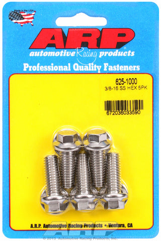 3/8-16 x 1.000 hex 7/16 wrenching SS bolts