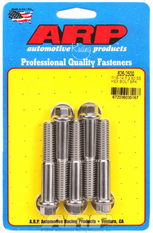 7/16-14 X 2.500 hex SS bolts