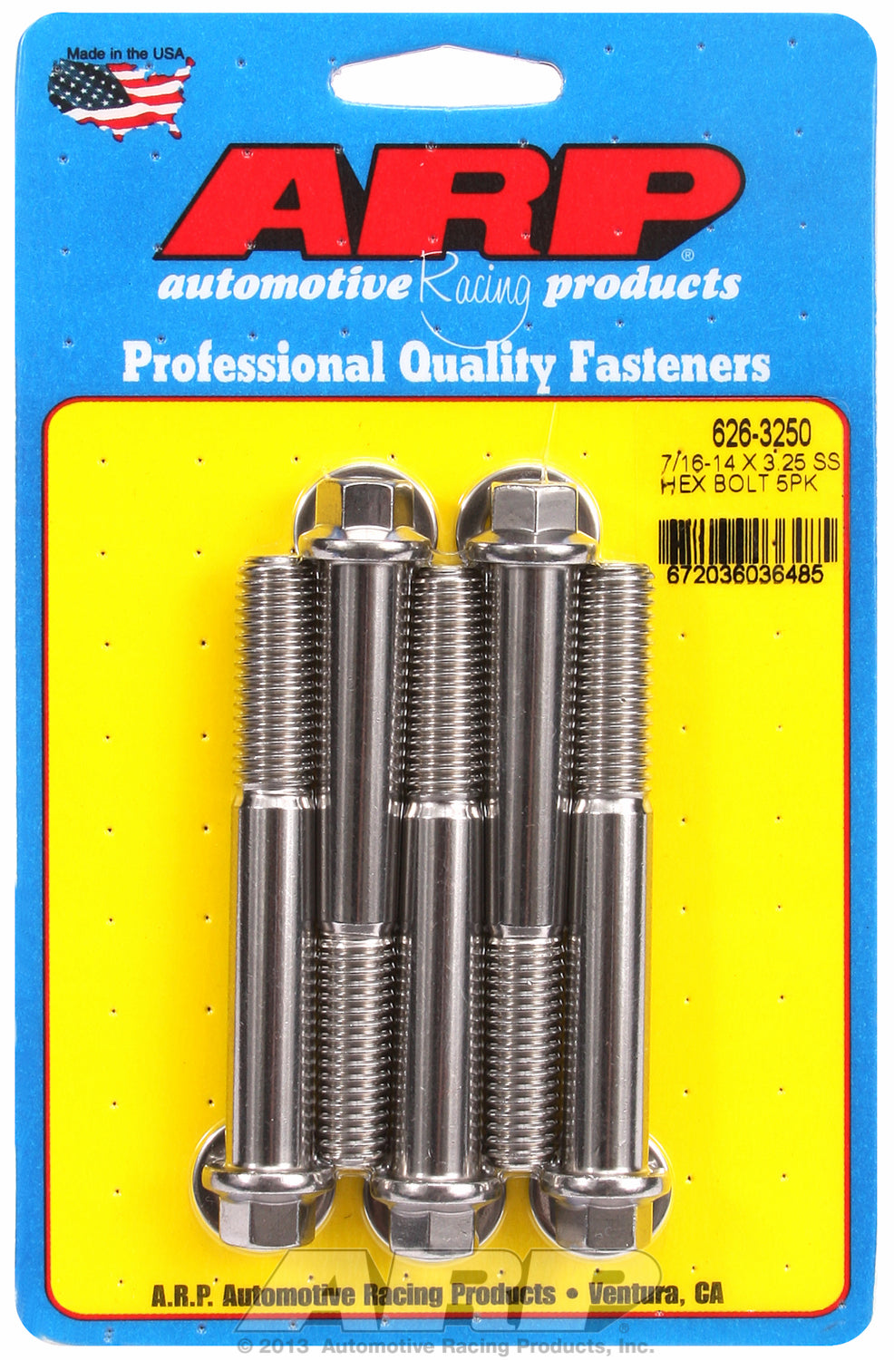 7/16-14 X 3.250 hex SS bolts