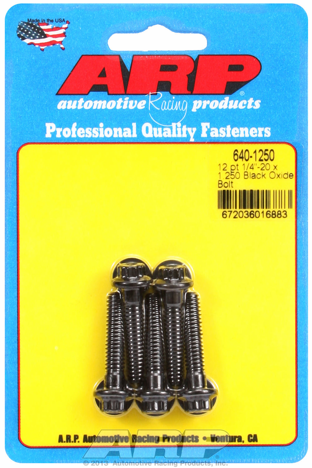 1/4-20 x 1.250 12pt black oxide bolts