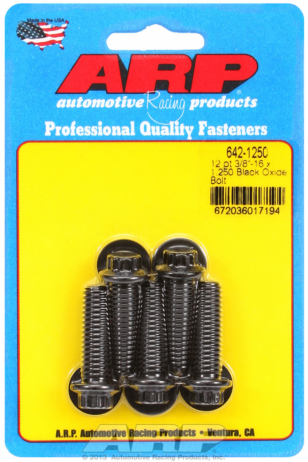 3/8-16 x 1.250 12pt black oxide bolts