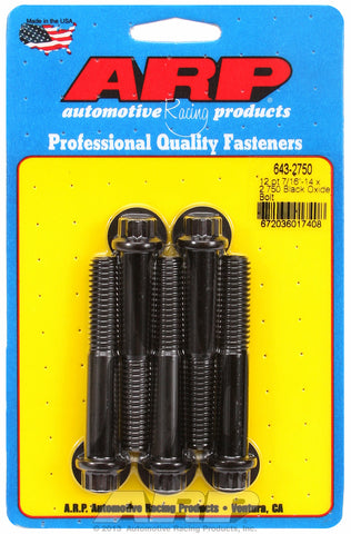 7/16-14 x 2.750 12pt black oxide bolts