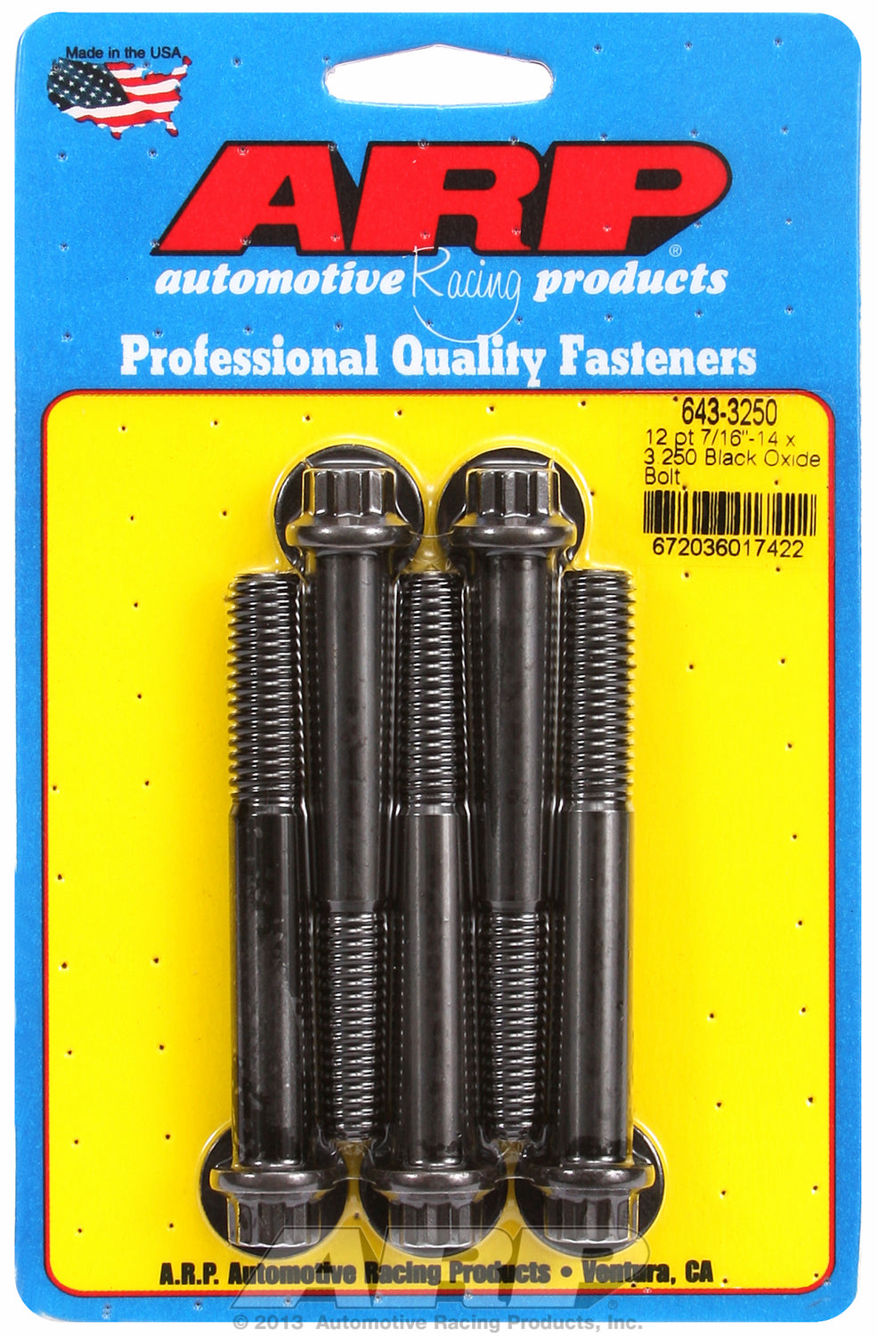 7/16-14 x 3.250 12pt black oxide bolts