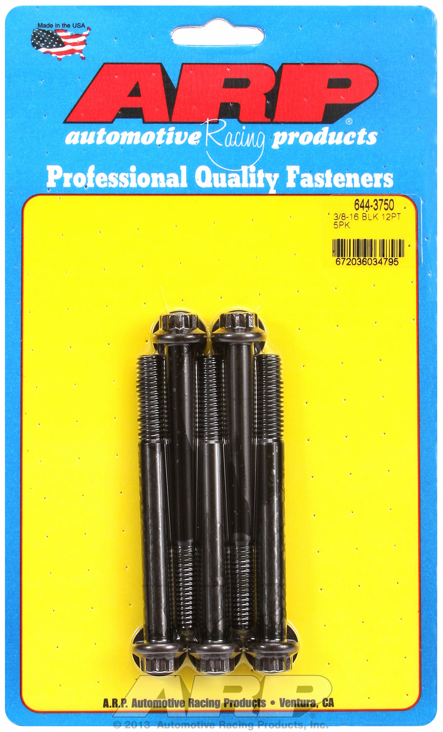 3/8-16 x 3.750 12pt 7/16 wrenching black oxide bolts