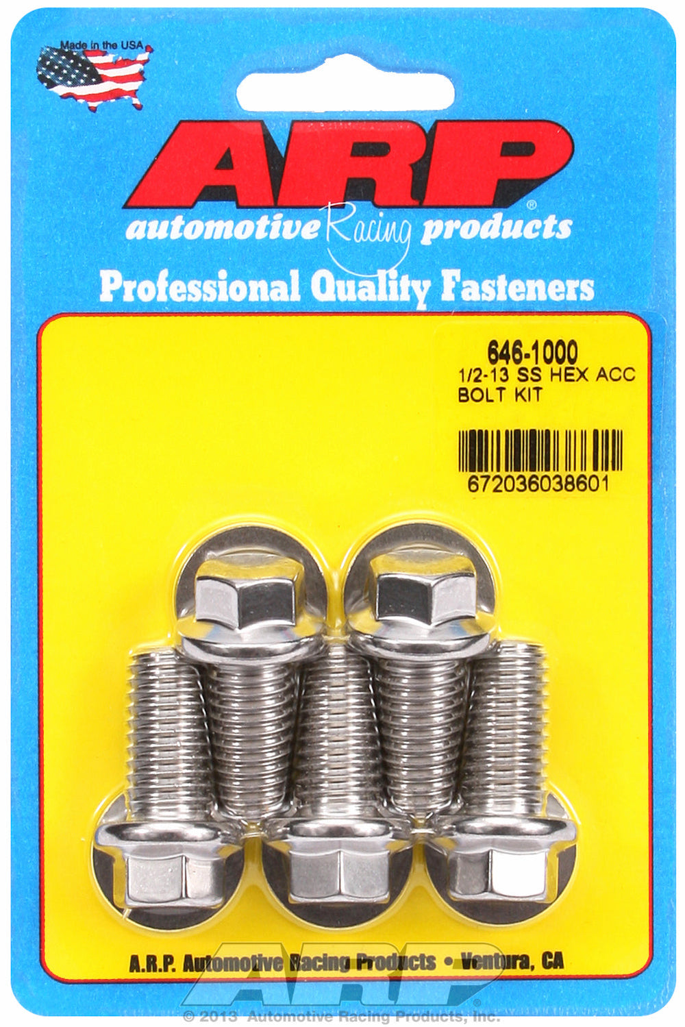 1/2-13 X 1.000 hex SS bolts