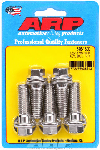 1/2-13 X 1.500 hex SS bolts