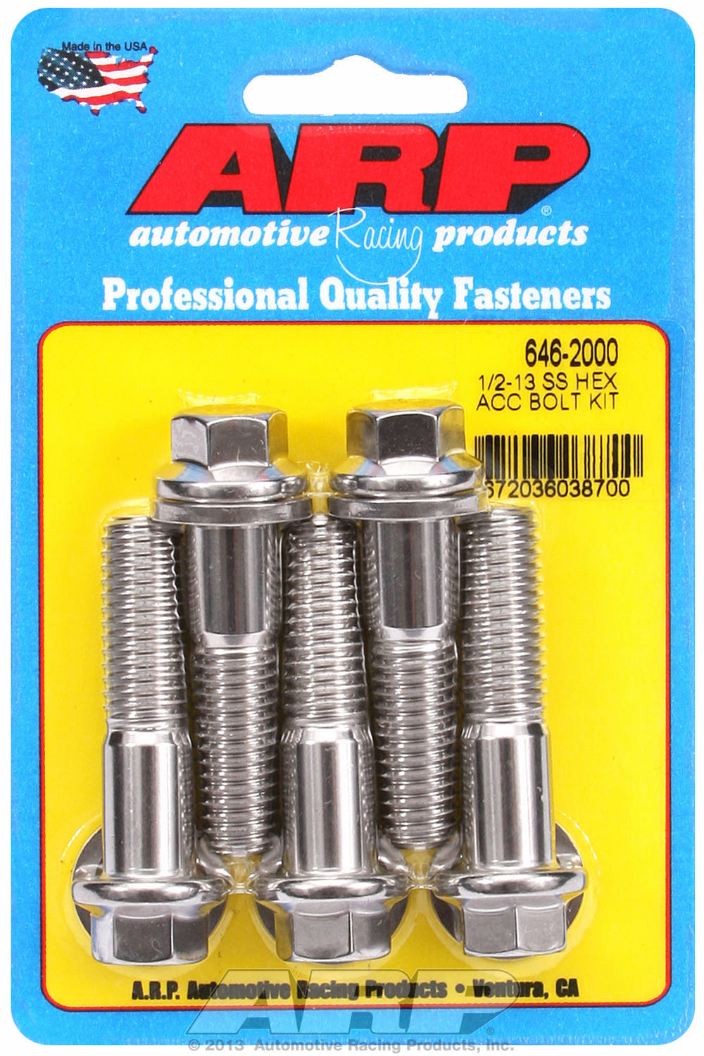 1/2-13 X 2.000 hex SS bolts