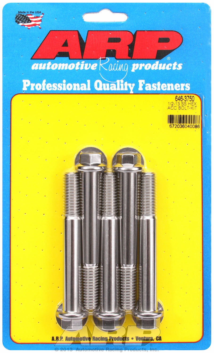 1/2-13 x 3.750 hex SS bolts