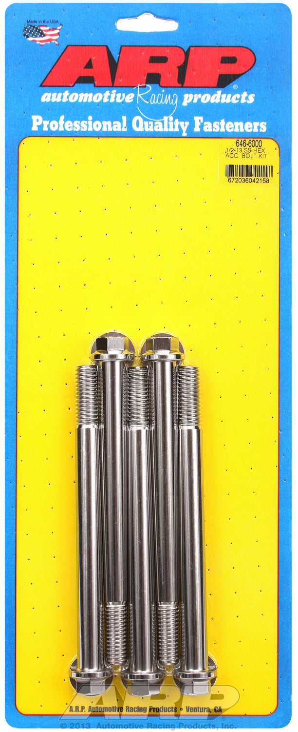 1/2-13 x 6.000 hex SS bolts