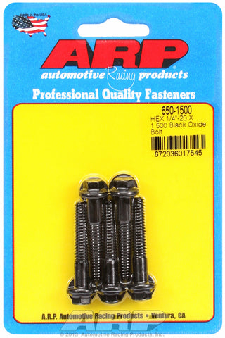 1/4-20 X 1.500 hex black oxide bolts
