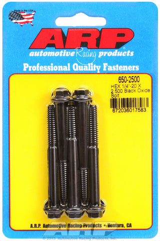 1/4-20 X 2.500 hex black oxide bolts