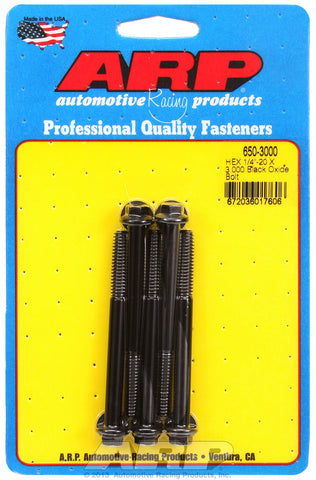 1/4-20 X 3.000 hex black oxide bolts