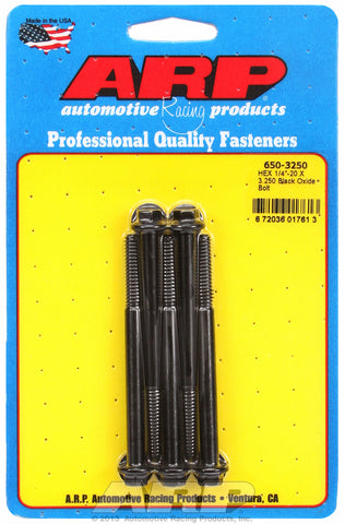 1/4-20 X 3.250 hex black oxide bolts
