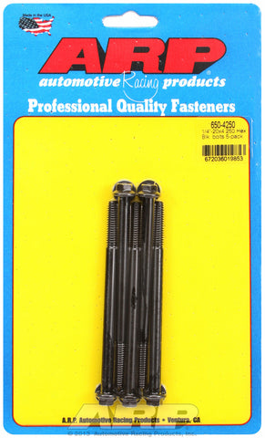 1/4-20 X 4.250 hex black oxide bolts