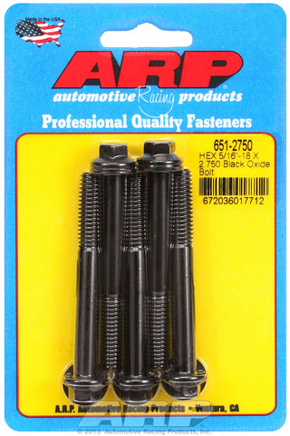 5/16-18 X 2.750 hex black oxide bolts