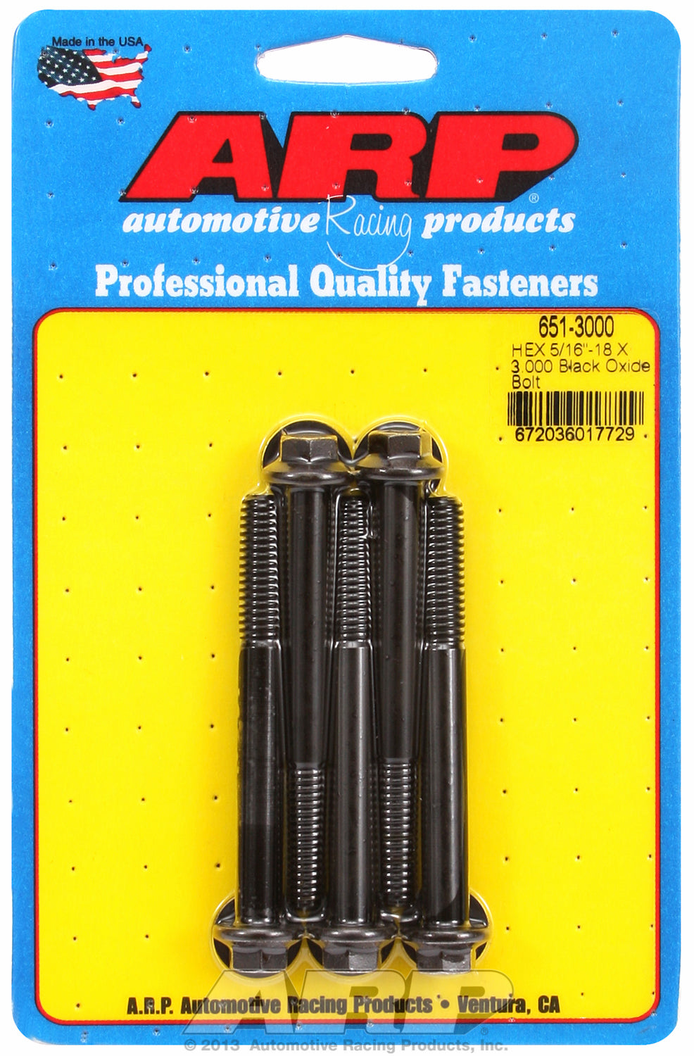 5/16-18 X 3.000 hex black oxide bolts