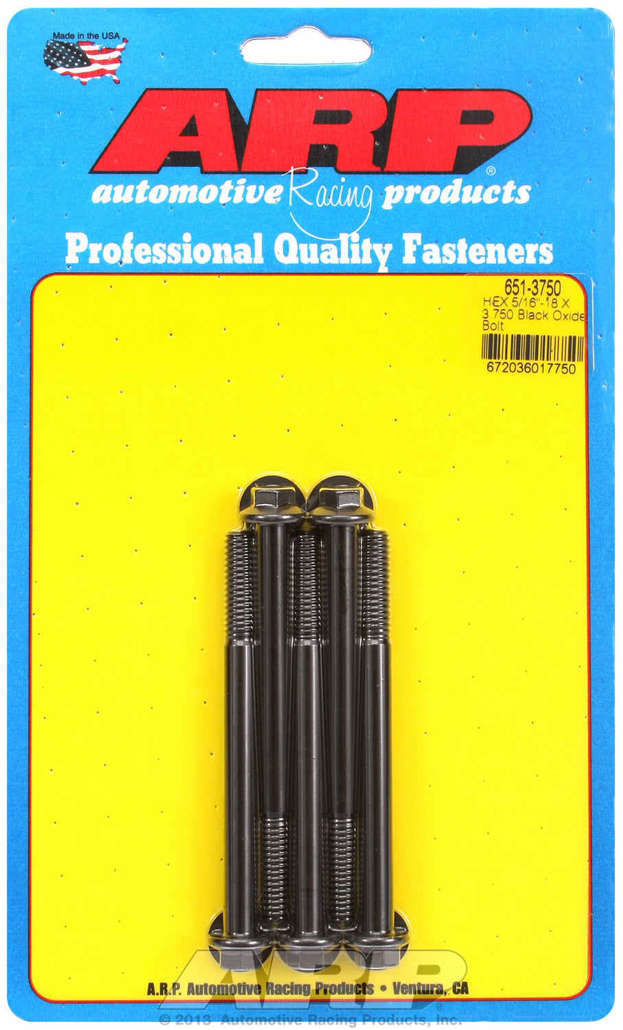 5/16-18 X 3.750 hex black oxide bolts