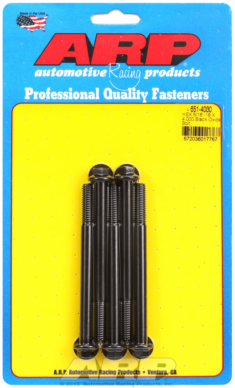 5/16-18 X 4.000 hex black oxide bolts