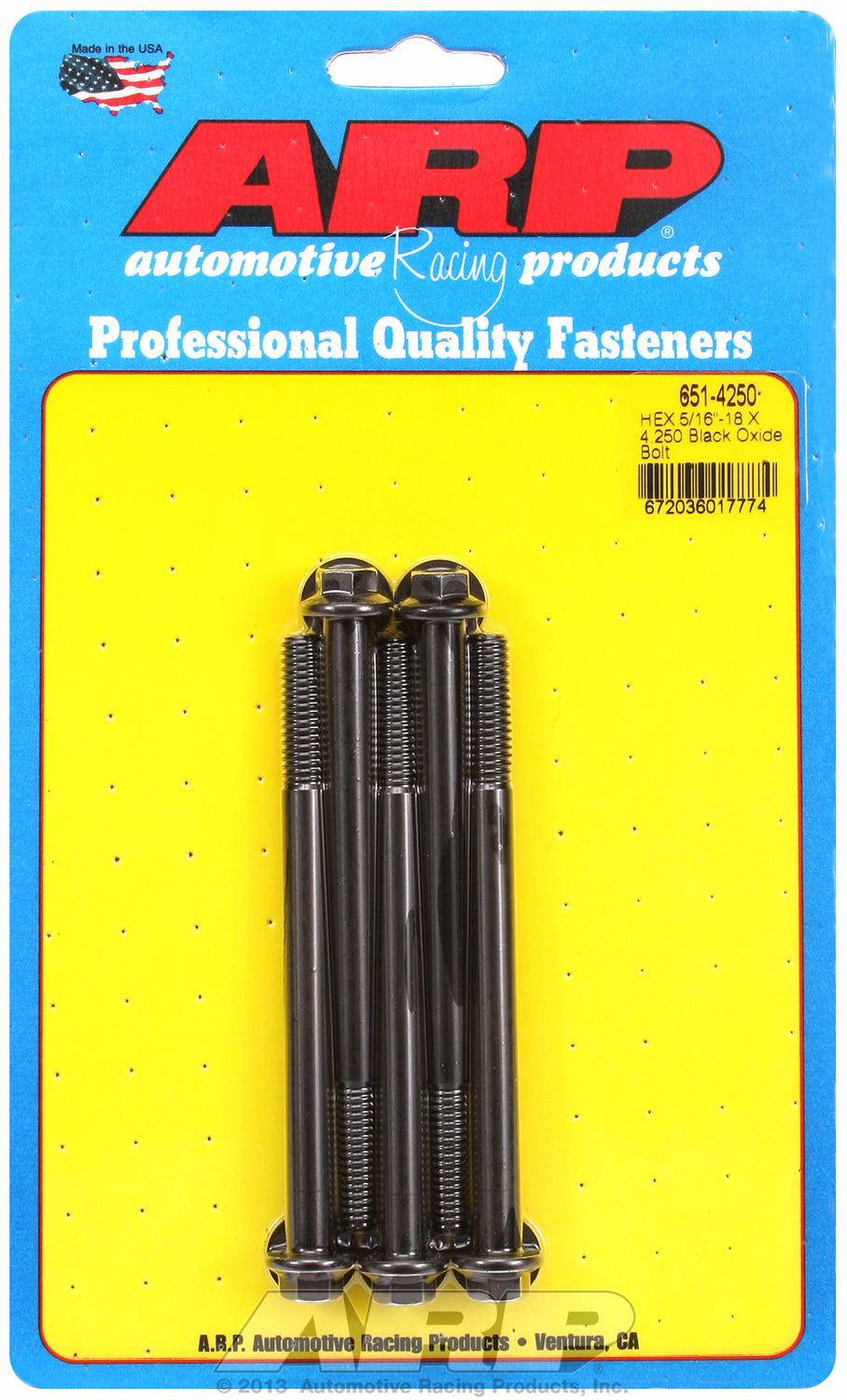 5/16-18 X 4.250 hex black oxide bolts