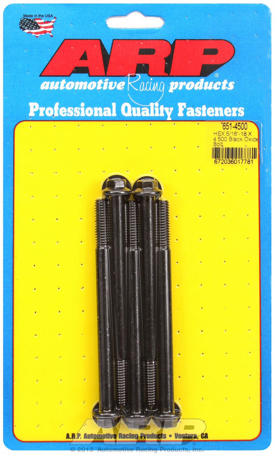 5/16-18 X 4.500 hex black oxide bolts