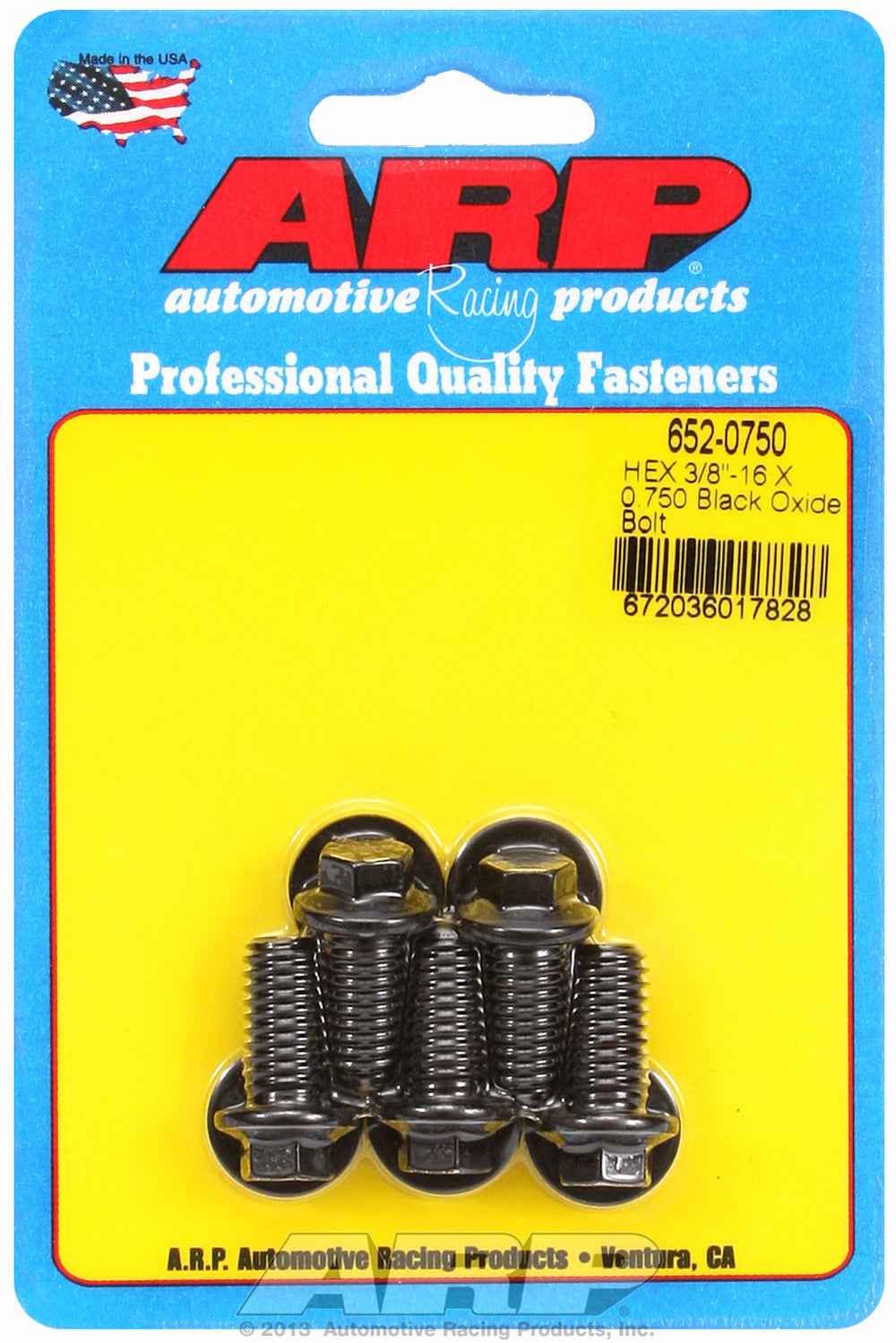 3/8-16 X 0.750 hex black oxide bolts