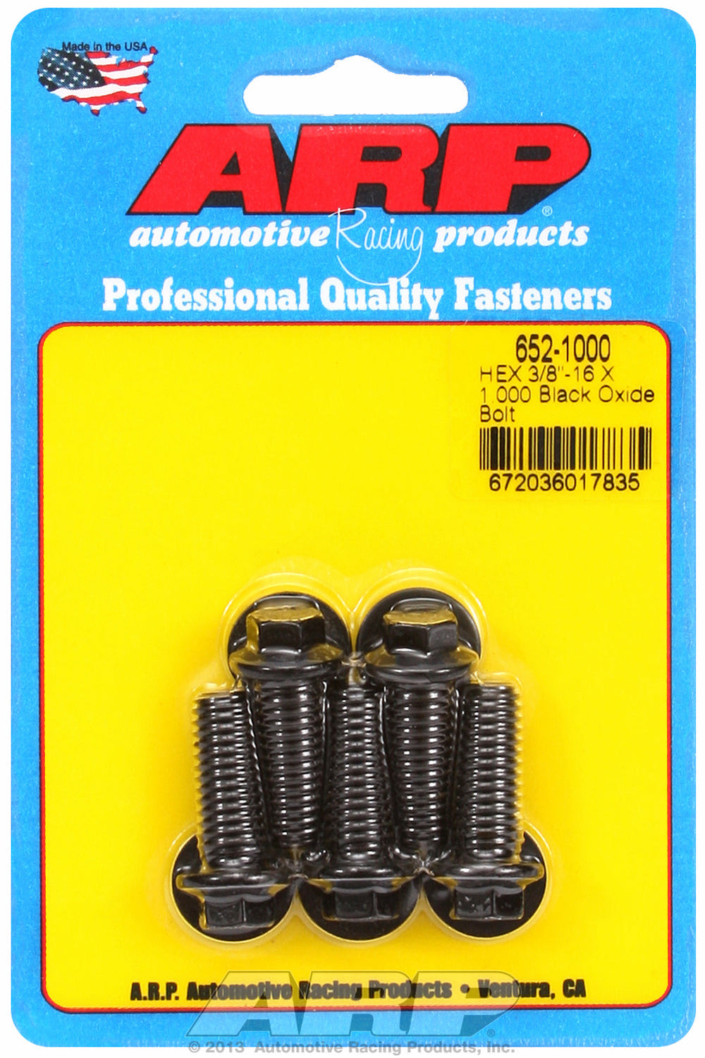 3/8-16 X 1.000 hex black oxide bolts