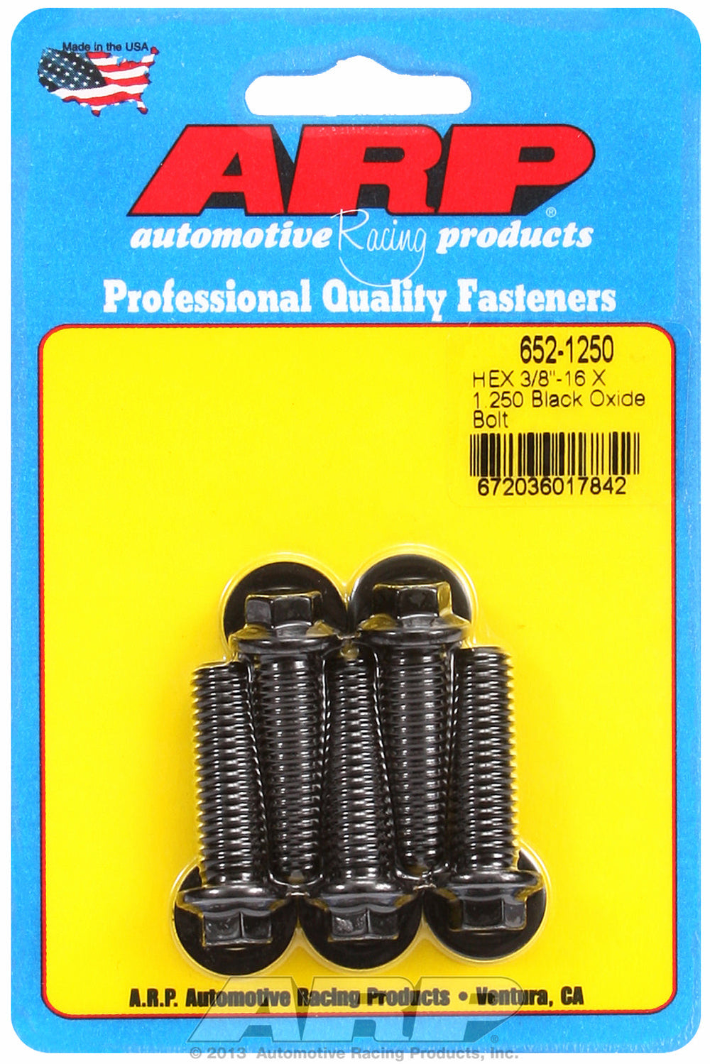 3/8-16 X 1.250 hex black oxide bolts