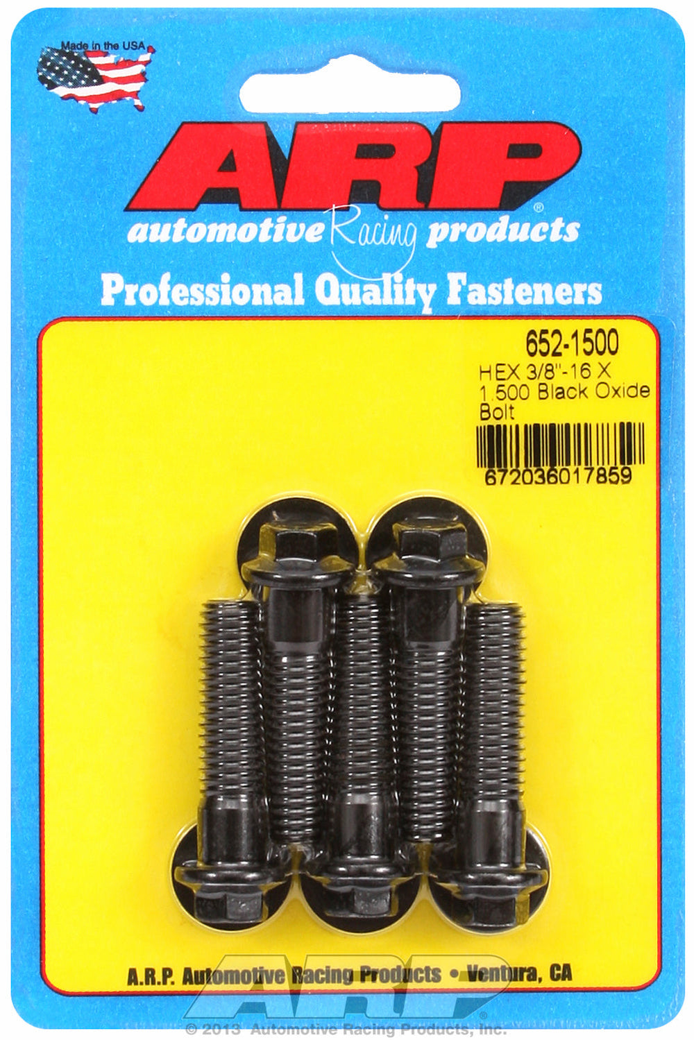 3/8-16 X 1.500 hex black oxide bolts