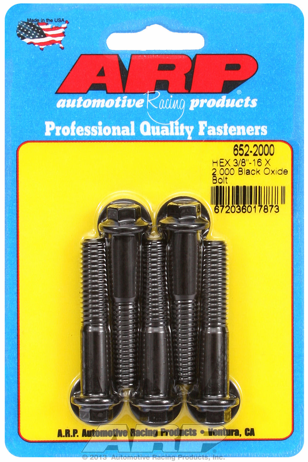 3/8-16 X 2.000 hex black oxide bolts