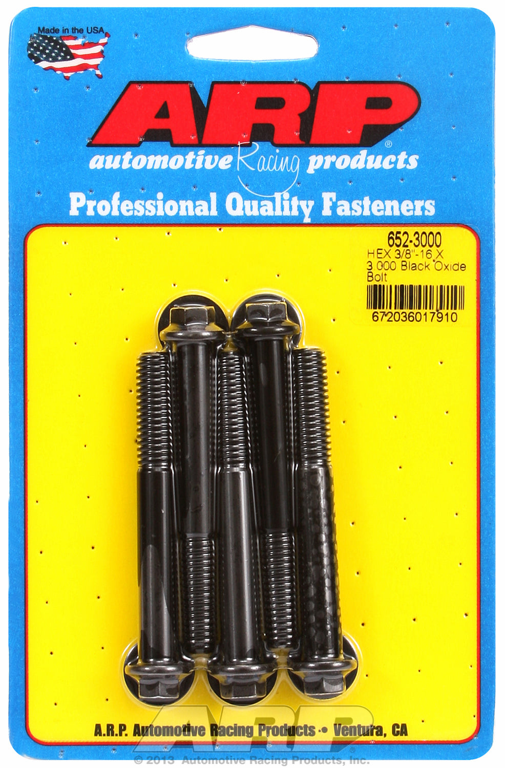 3/8-16 X 3.000 hex black oxide bolts