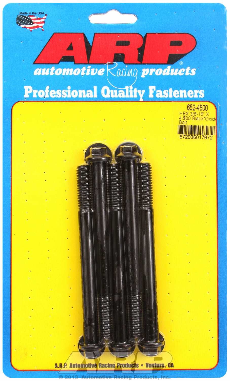 3/8-16 X 4.500 hex black oxide bolts