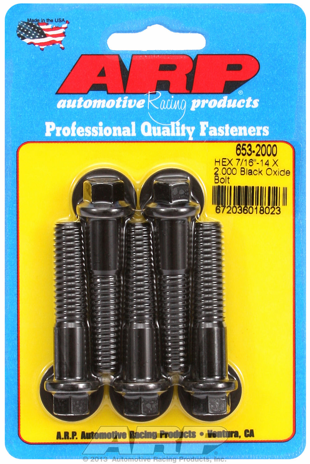 7/16-14 X 2.000 hex black oxide bolts