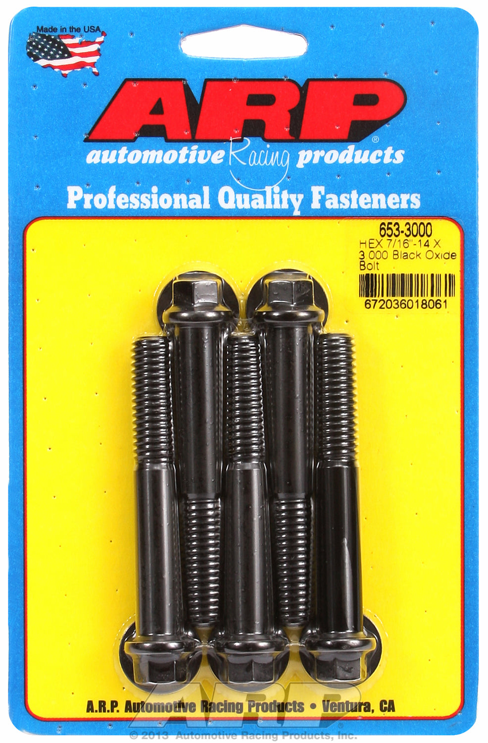 7/16-14 X 3.000 hex black oxide bolts
