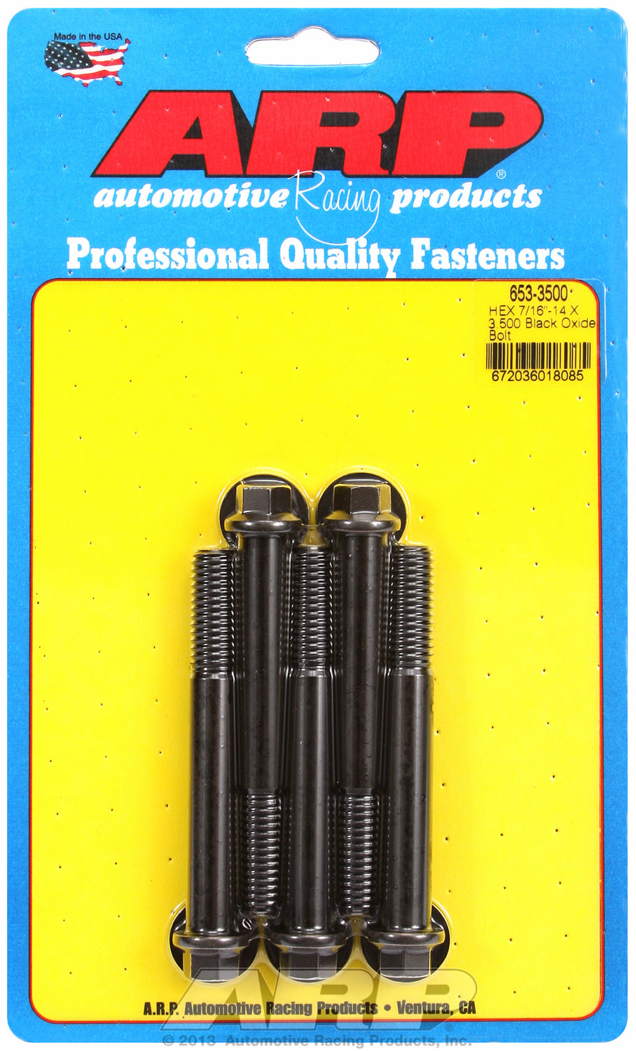 7/16-14 X 3.500 hex black oxide bolts