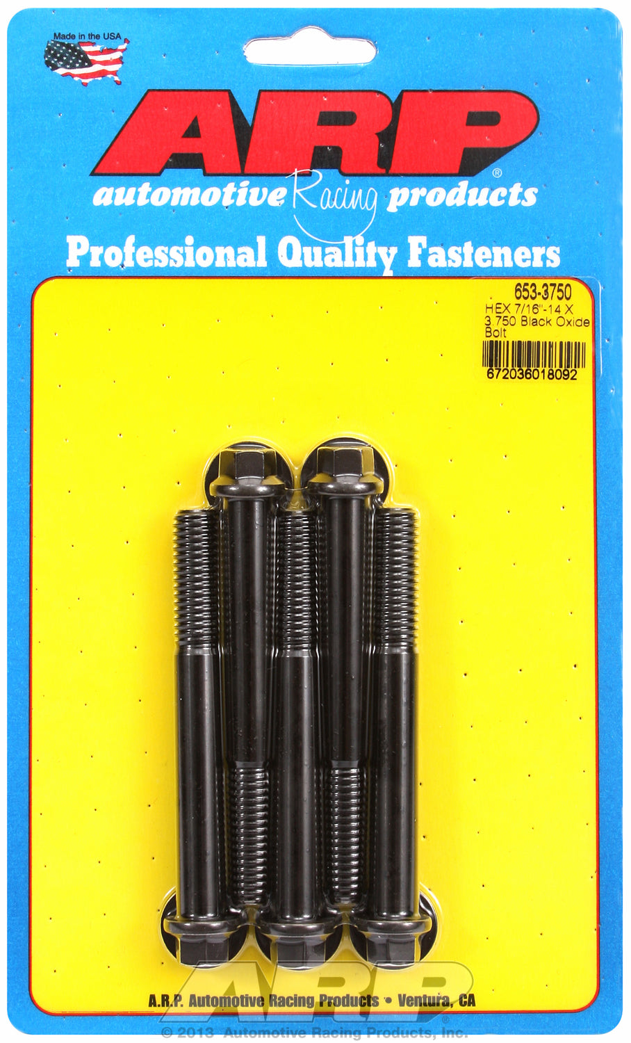 7/16-14 X 3.750 hex black oxide bolts