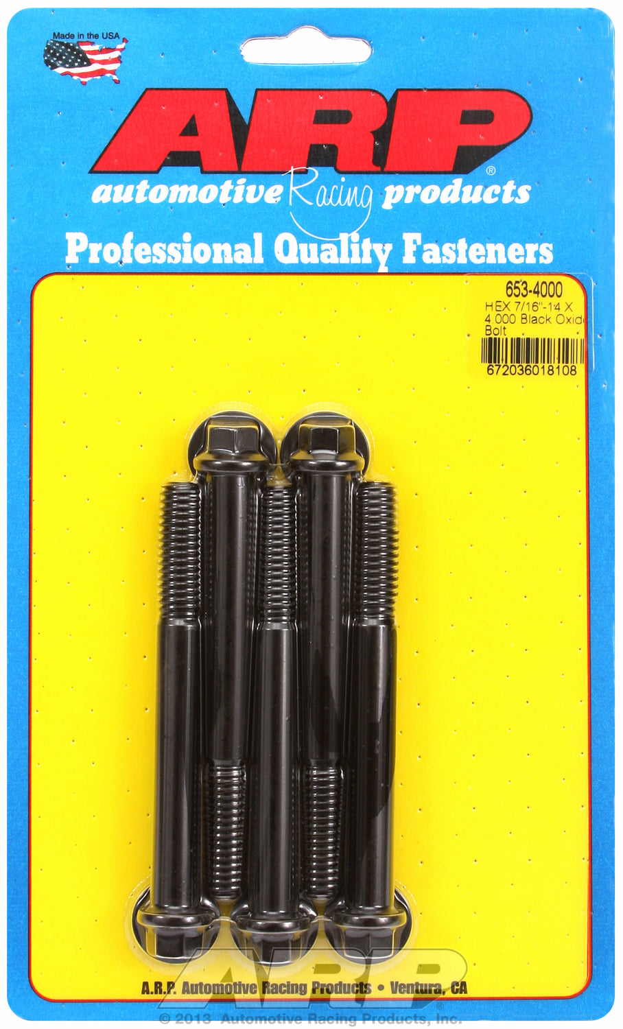 7/16-14 X 4.000 hex black oxide bolts