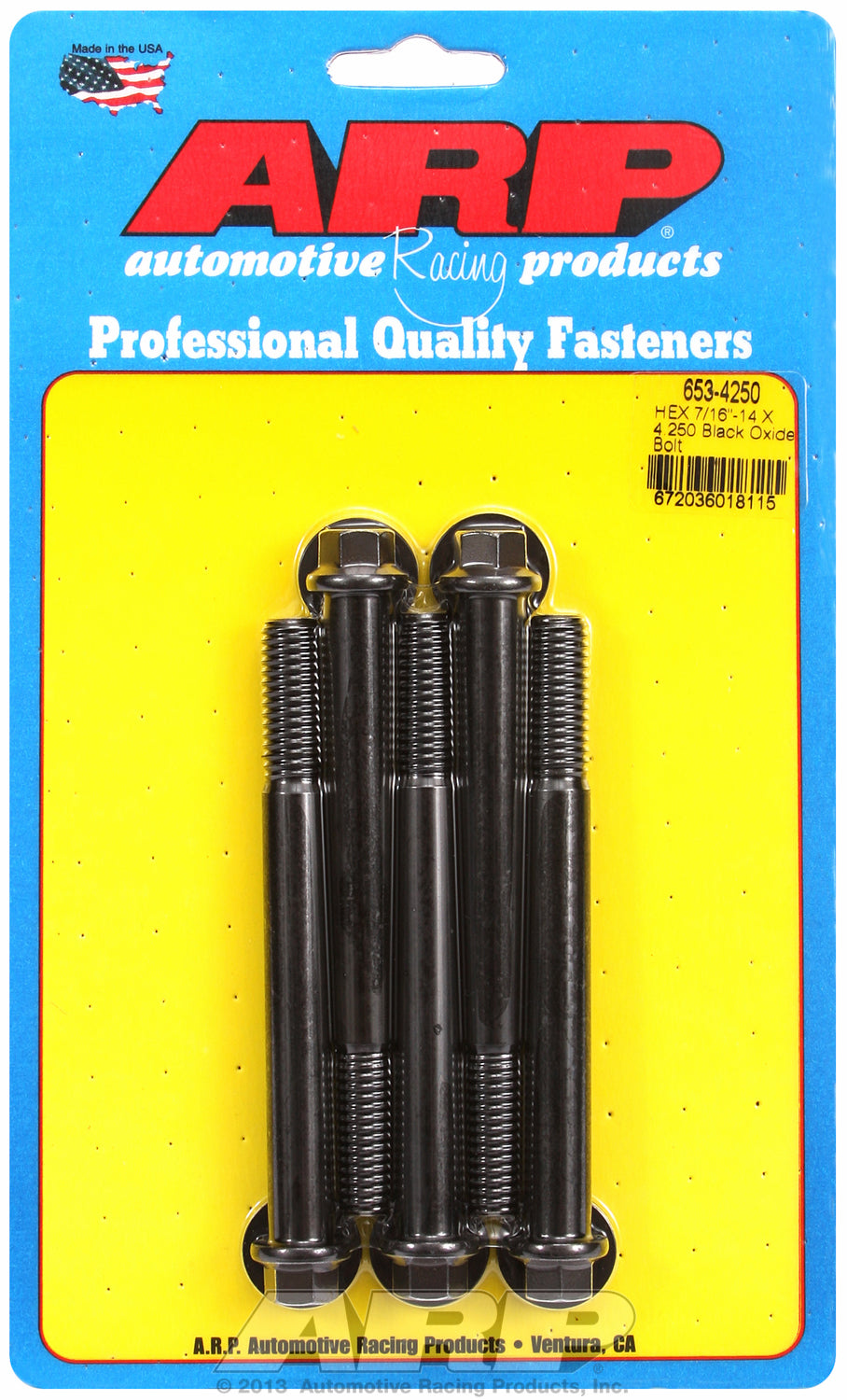 7/16-14 X 4.250 hex black oxide bolts