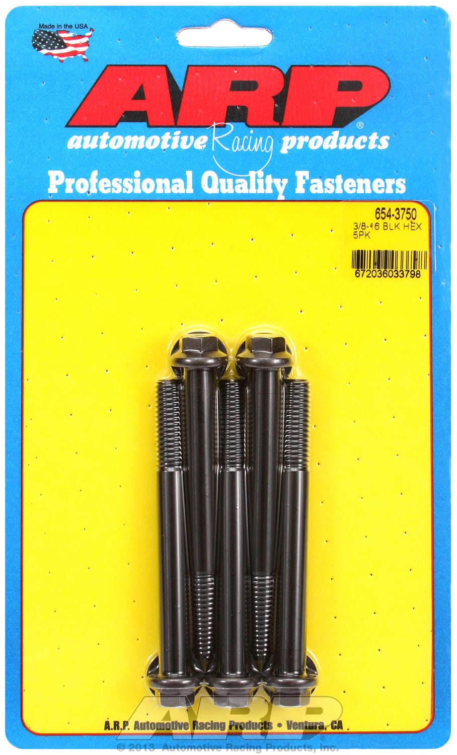 3/8-16 x 3.750 hex 7/16 wrenching black oxide bolts