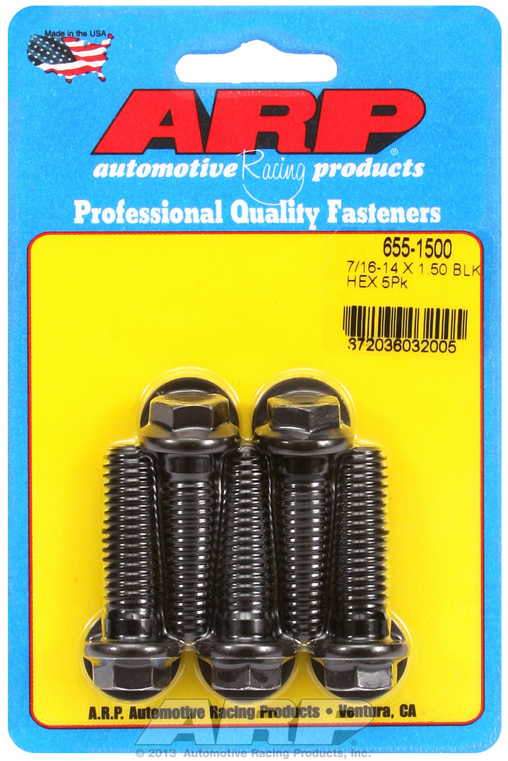 7/16-14 X 1.500 hex 1/2 wrenching black oxide bolts